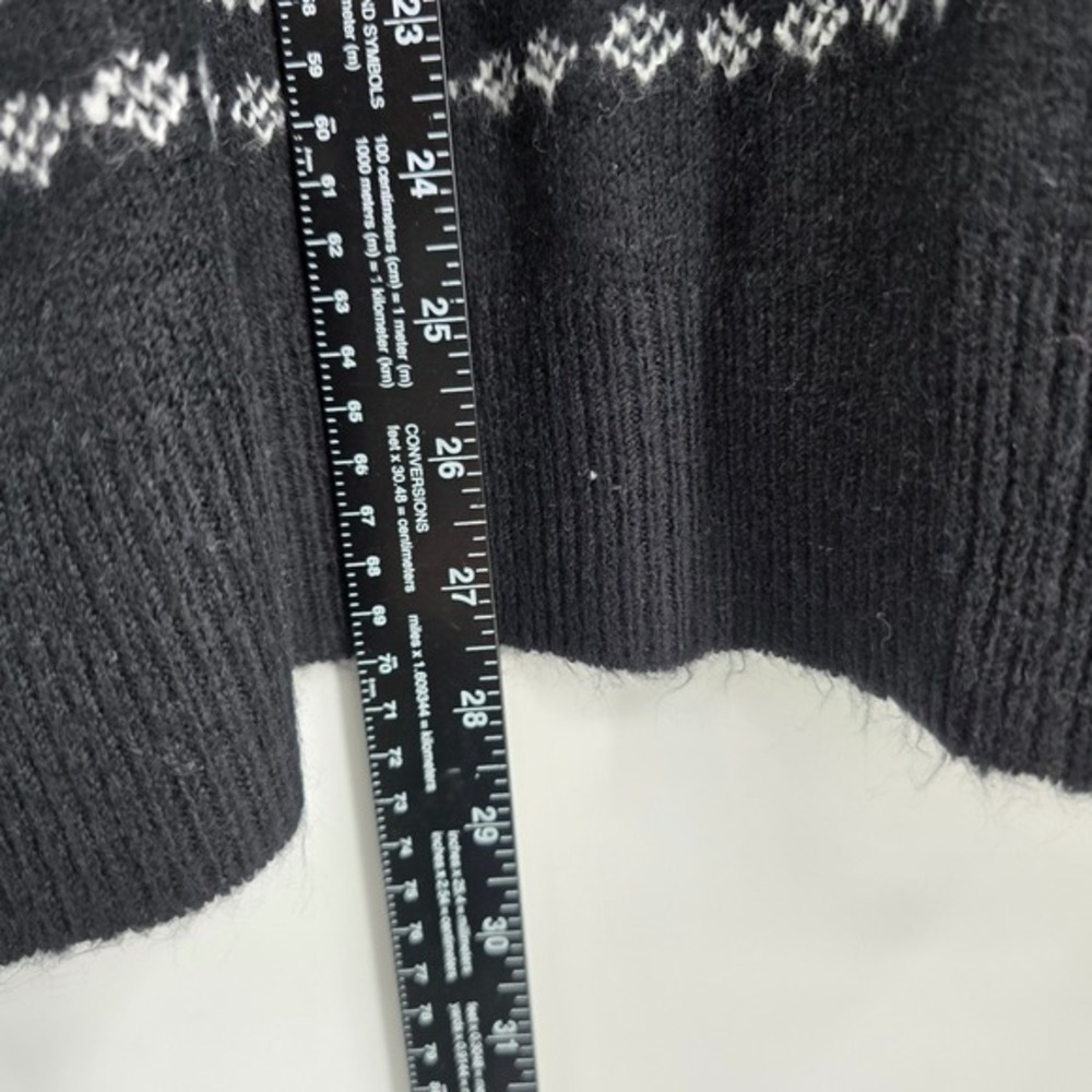 New CeCe Womens 2X Black Fair Isle Pearl Embellished Long Sleeve Knit Sweater‎ - Picture 9 of 11